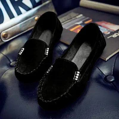 Metal Buckle Soft Round Toe Loafers GlossiChic Collection