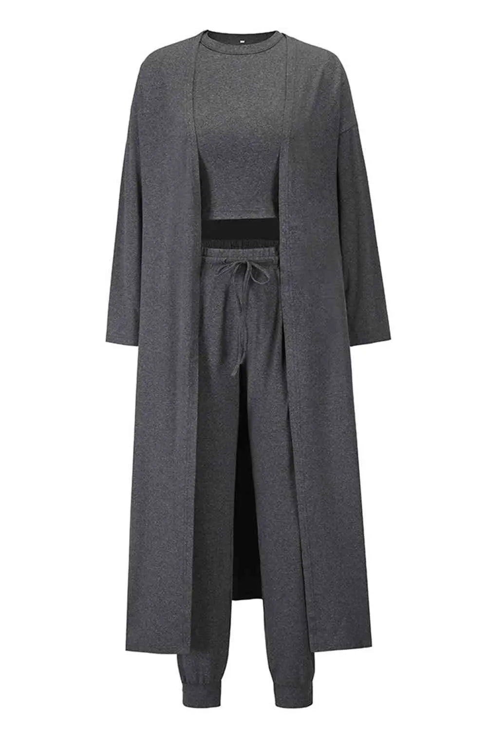 Tank, Pants, Cardigan Set - GlossiChic Collection Taupe / S GlossiChic Collection Outfit Sets