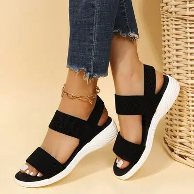 Rubber Open Toe Low Heel Sandals - GlossiChic Collection Black / 36(US5) GlossiChic Collection Shoes & Accessories
