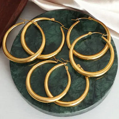 18K Gold-Plated Titanium Steel Hoop Earrings - GlossiChic Collection