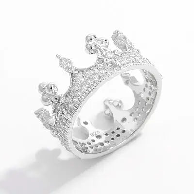 Crown Shape Zircon 925 Sterling Silver Ring - GlossiChic Collection