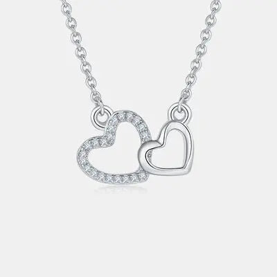 Moissanite 925 Sterling Silver Heart Necklace GlossiChic Collection