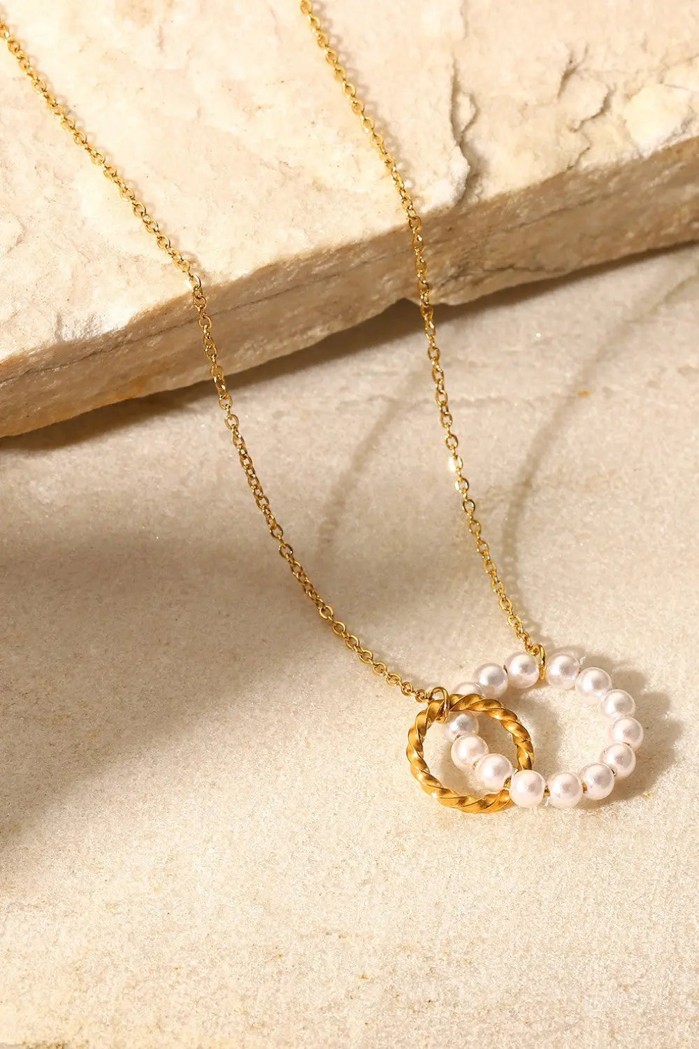 Pearl Hoop Link Pendant Necklace GlossiChic Collection