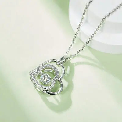 Moissanite 925 Sterling Silver Heart Necklace GlossiChic Collection