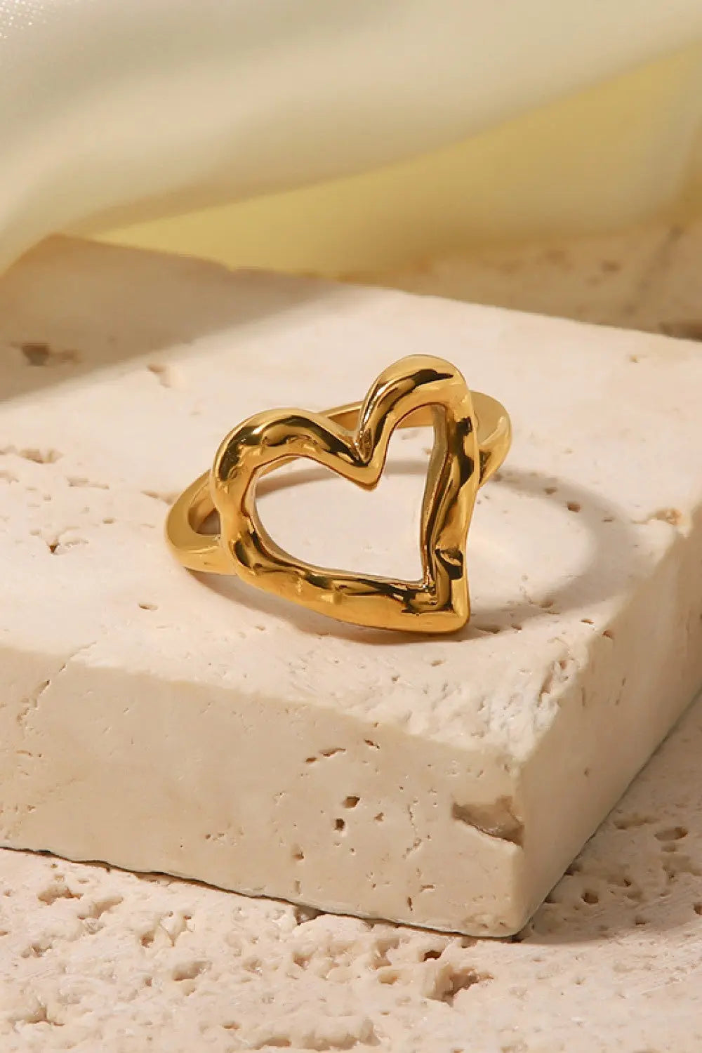 18K Gold Plated Heart-Shaped Ring GlossiChic Collection