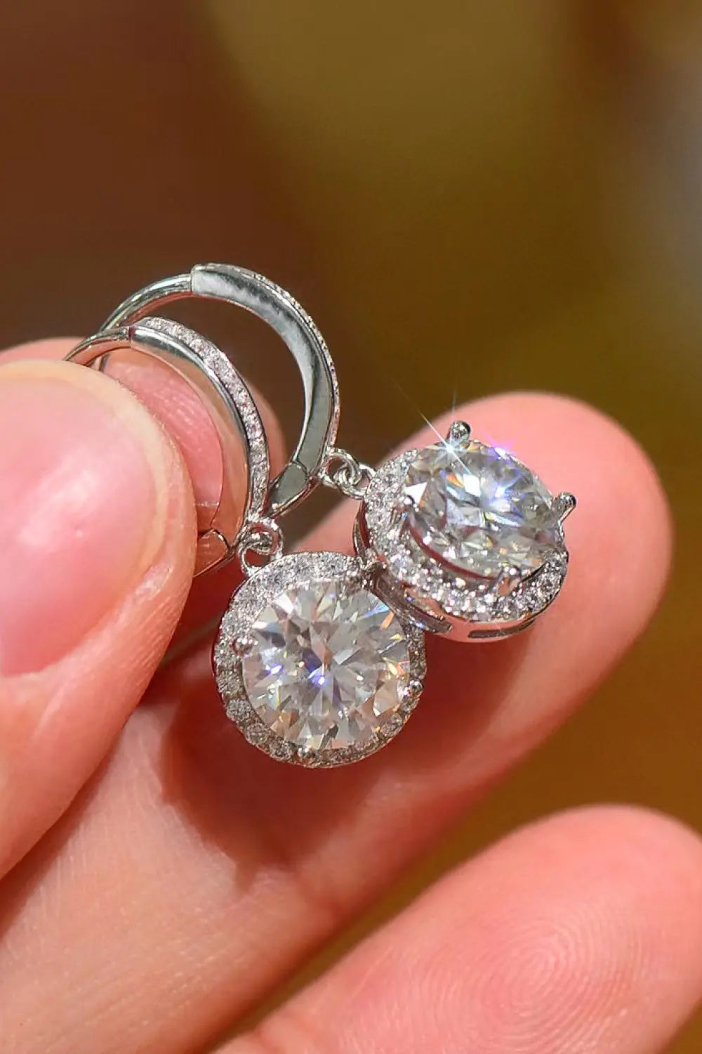 2 Carat Moissanite Round Drop Earrings - GlossiChic Collection