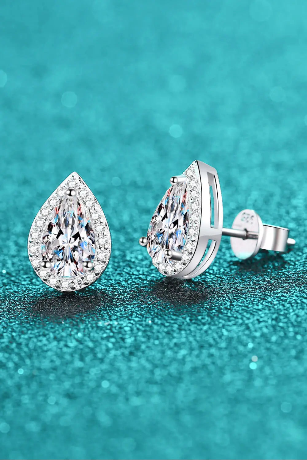 Moissanite Teardrop Stud Earrings GlossiChic Collection