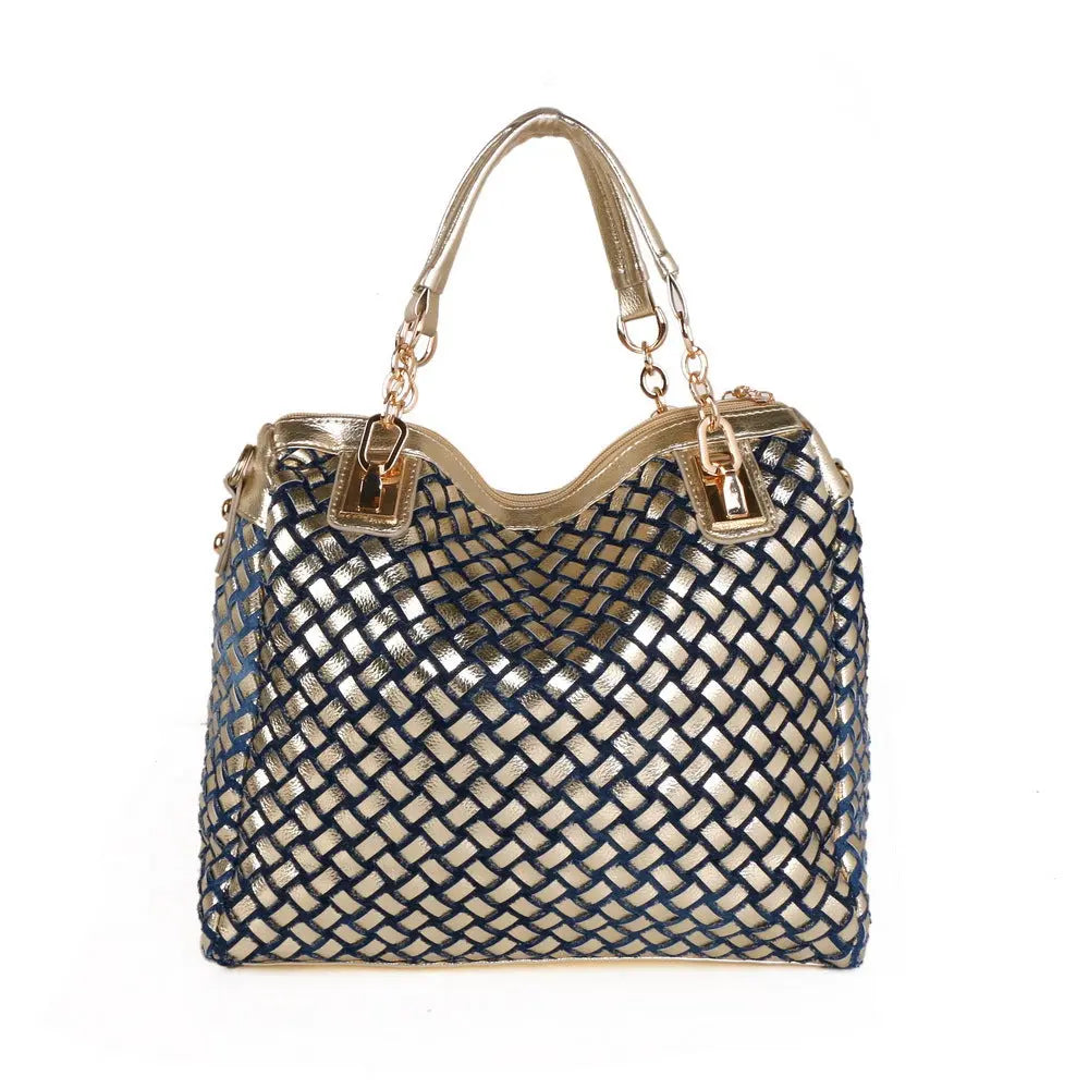 Glass Rhinestone Denim Shoulder Handbag GlossiChic Collection