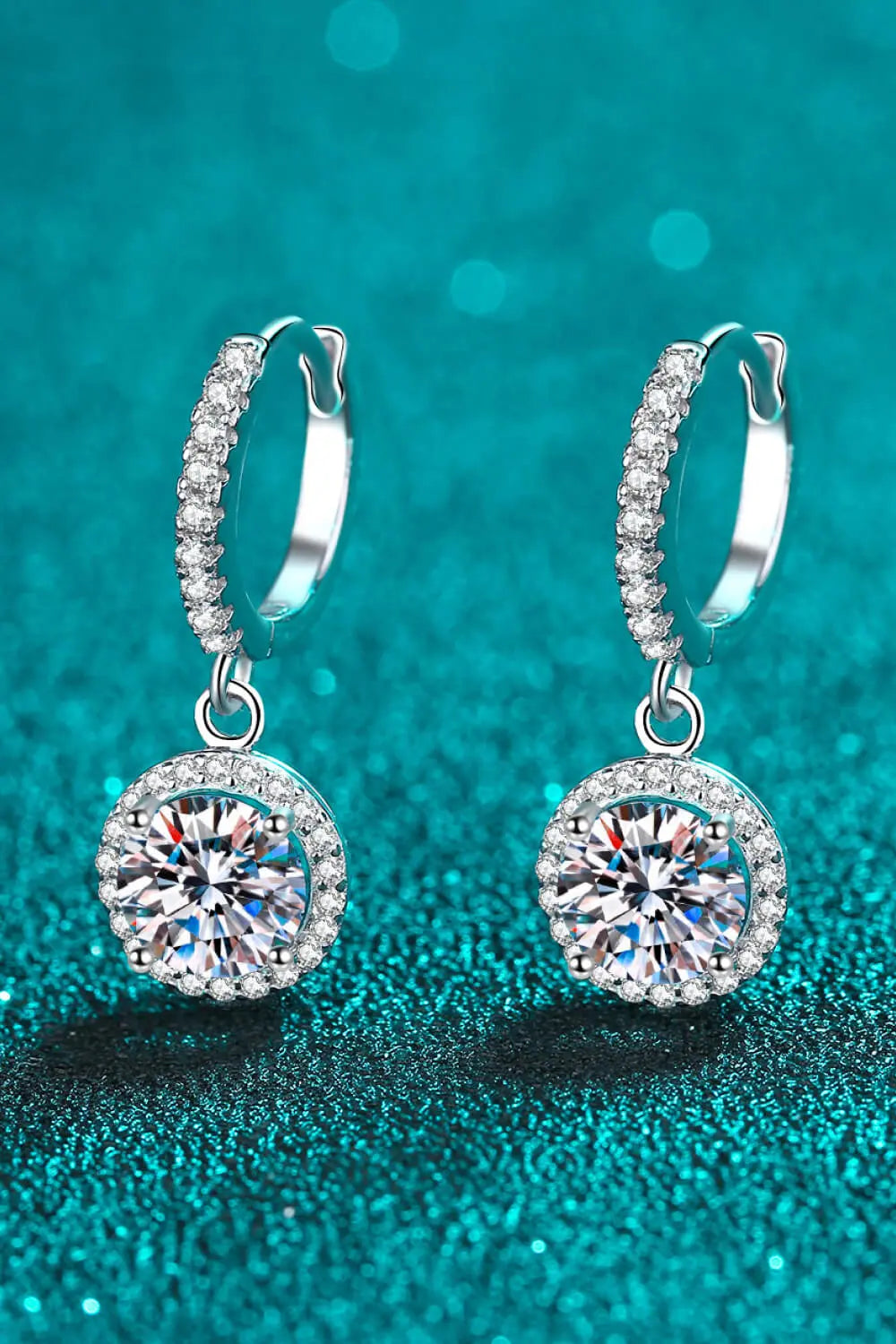 Moissanite Round-Shaped Drop Earrings Trendsi