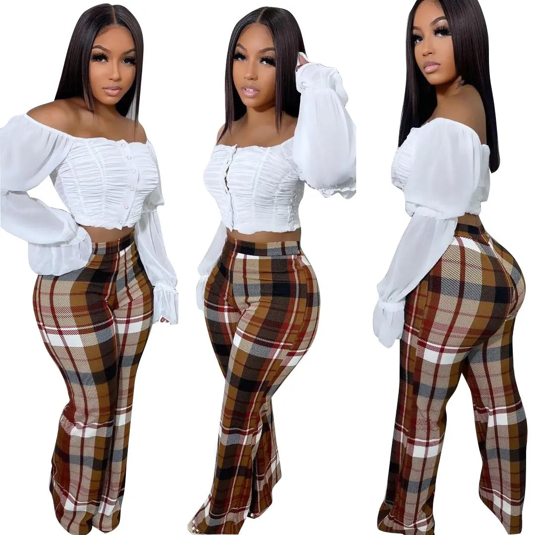 Werk Em Plaid Trousers GlossiChic Collection