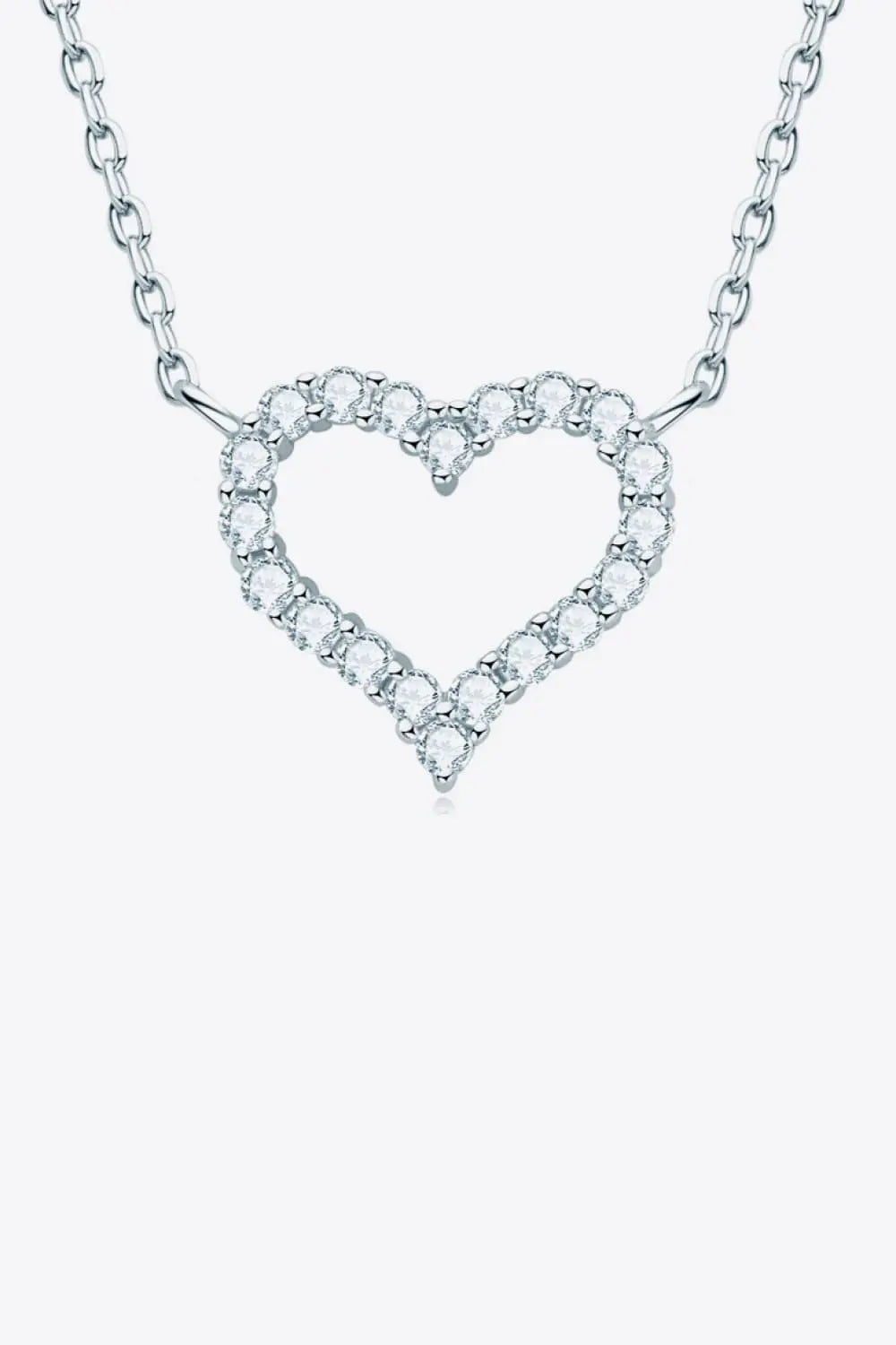 Adored Moissanite Platinum-Plated Heart Necklace GlossiChic Collection