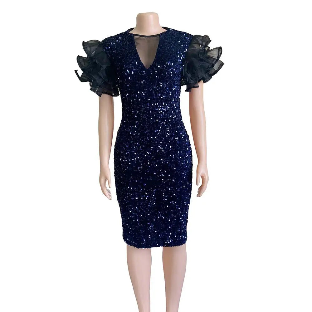 Midnight Velvet Sequins Dress GlossiChic Collection