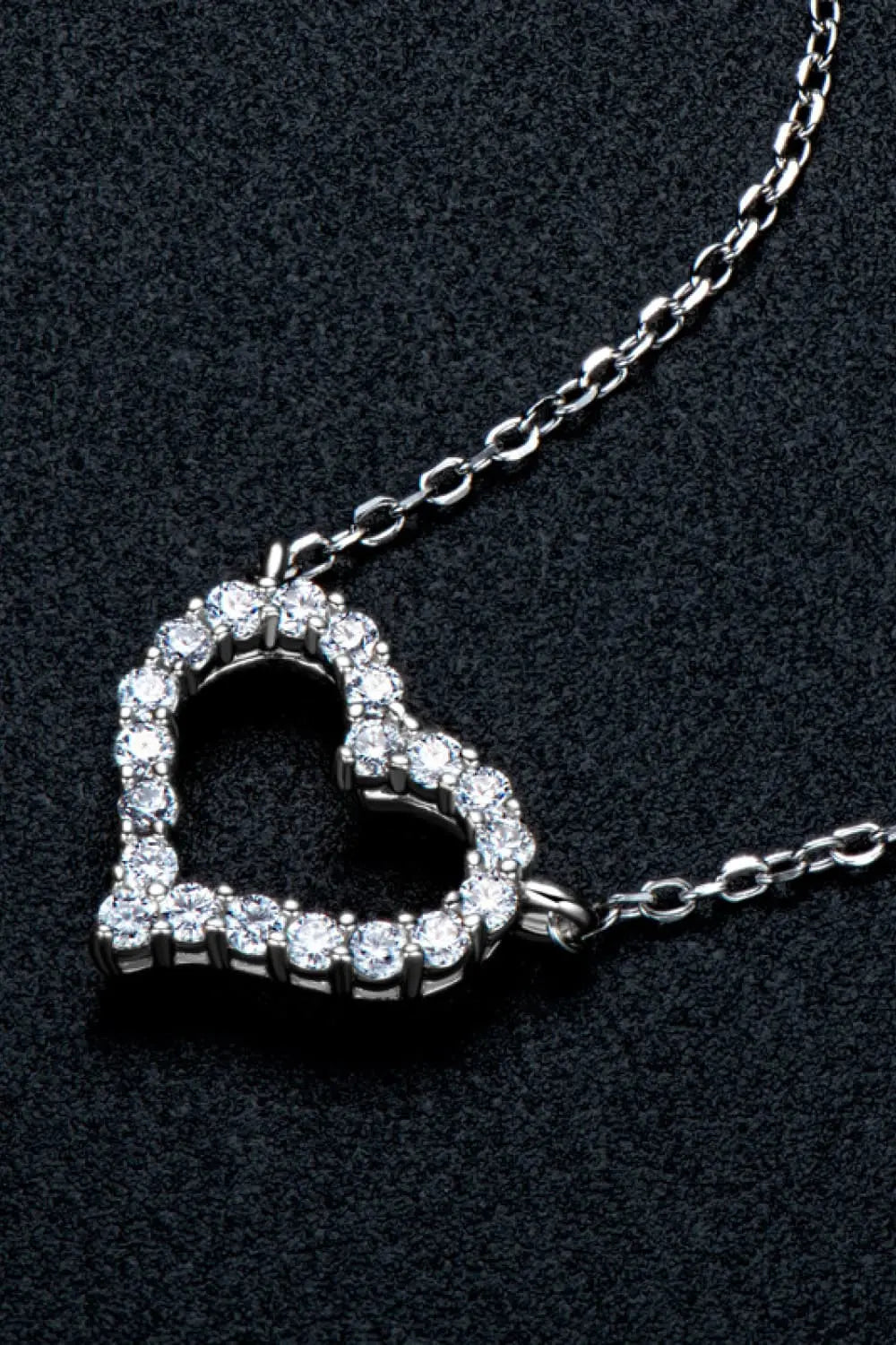 Adored Moissanite Platinum-Plated Heart Necklace GlossiChic Collection