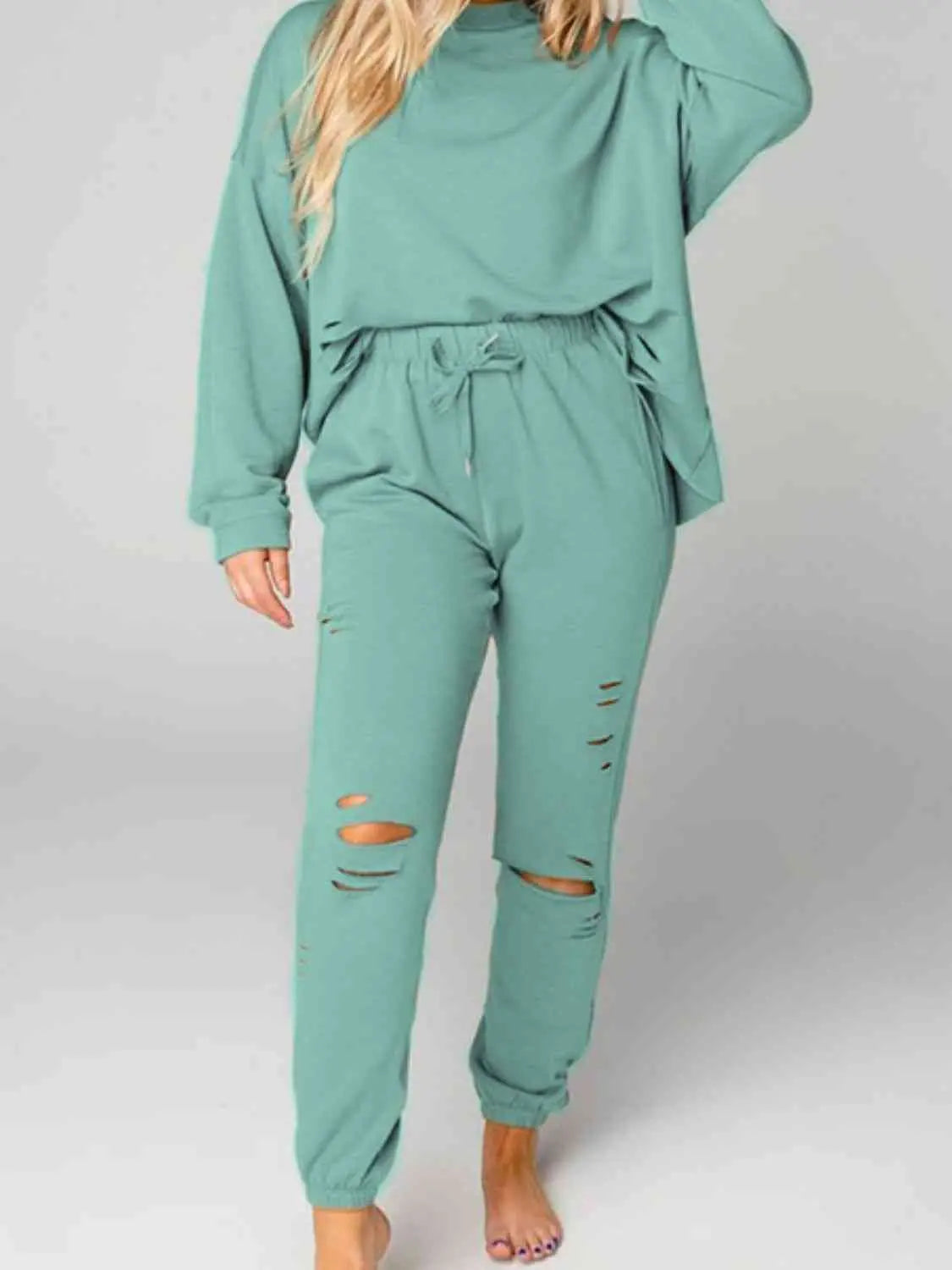 Distressed Sweatshirt and Joggers Set GlossiChic Collection