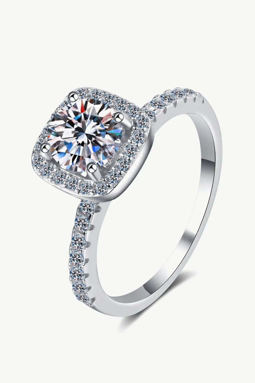 1 Carat Square Moissanite Ring - GlossiChic Collection Silver / 4 GlossiChic Collection jewelry