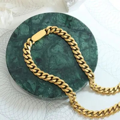 18K Gold-Plated Titanium Steel Chain Necklace - GlossiChic Collection