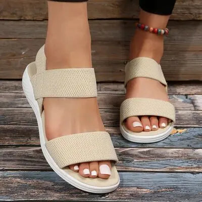 Rubber Open Toe Low Heel Sandals - GlossiChic Collection Cream / 36(US5) GlossiChic Collection Shoes & Accessories