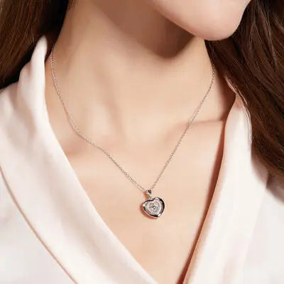 Moissanite 925 Sterling Silver Heart Necklace GlossiChic Collection