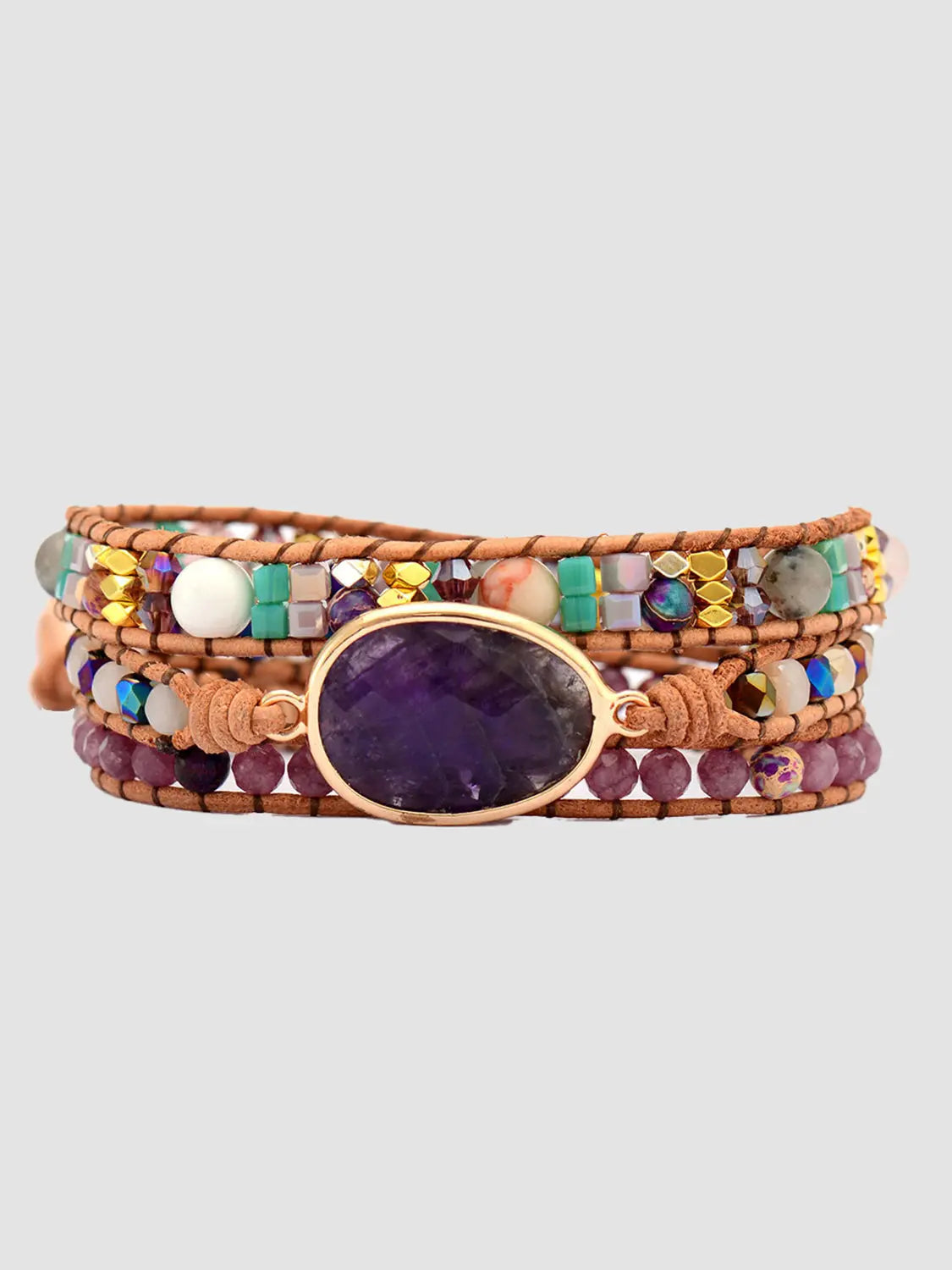 Triple-Layer Amethyst Bracelet GlossiChic Collection