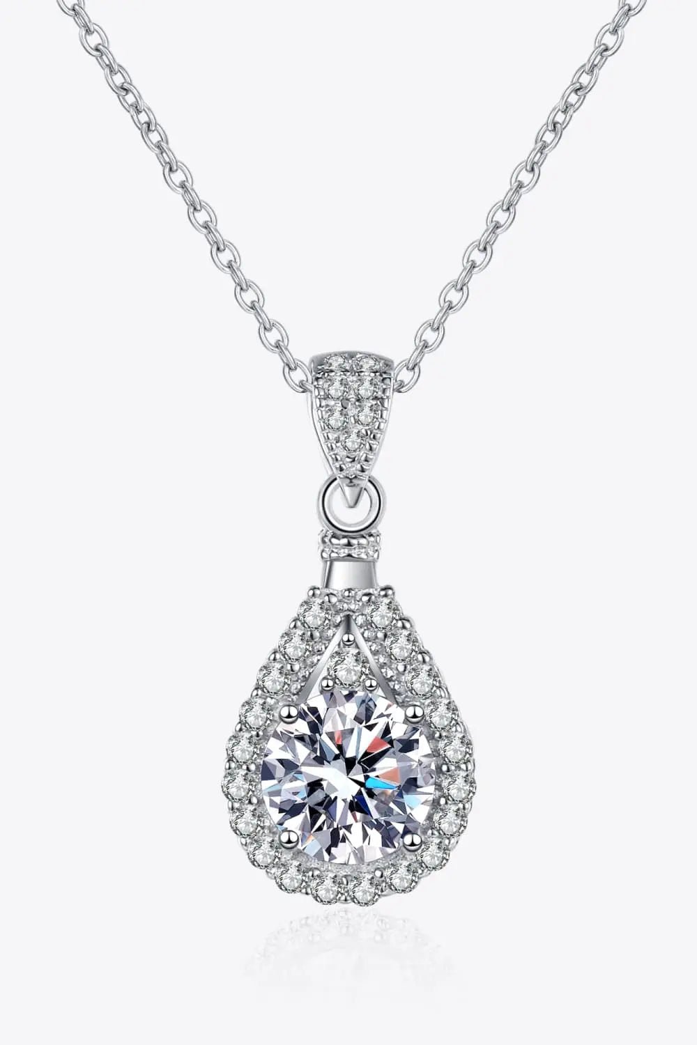 2 Carat Moissanite Teardrop Pendant 925 Sterling Silver Necklace - GlossiChic Collection Silver / One Size GlossiChic Collection jewelry