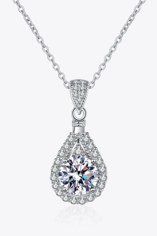 2 Carat Moissanite Teardrop Pendant 925 Sterling Silver Necklace - GlossiChic Collection