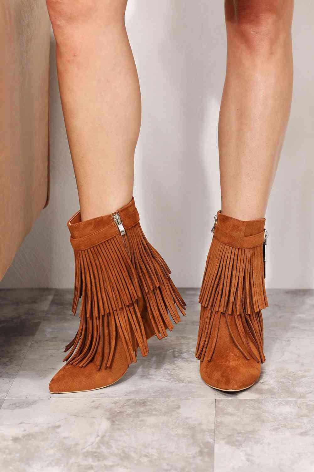 Tassel Wedge Heel Ankle Booties GlossiChic Collection