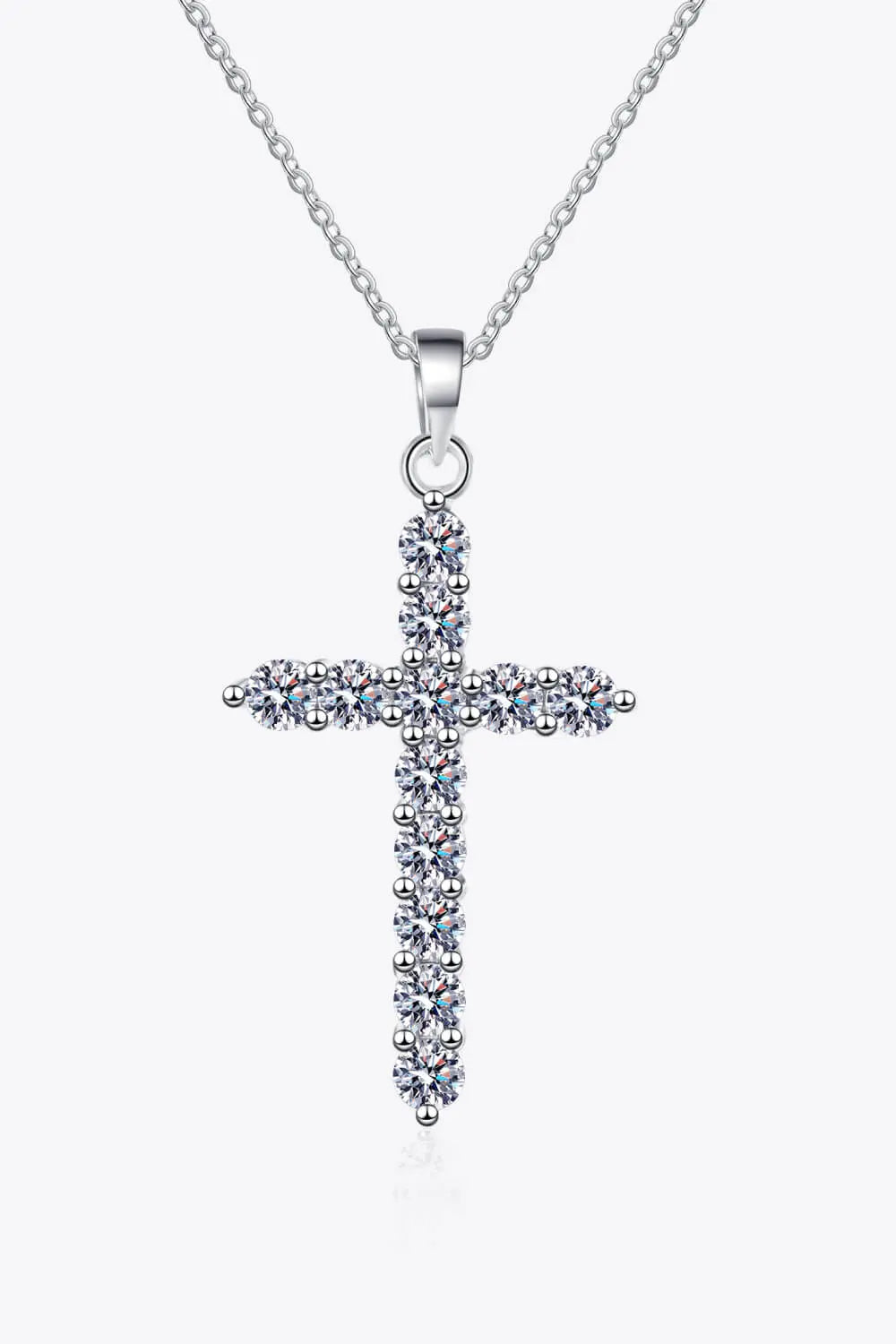 925 Sterling Silver Cross Moissanite Necklace - GlossiChic Collection