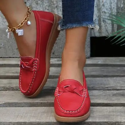 Weave Wedge Heeled Loafers - GlossiChic Collection Deep Red / 35 GlossiChic Collection Shoes & Accessories