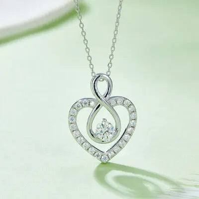 1 Carat Moissanite 925 Sterling Silver Heart Shape Necklace - GlossiChic Collection