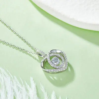 Moissanite 925 Sterling Silver Heart Shape Necklace GlossiChic Collection