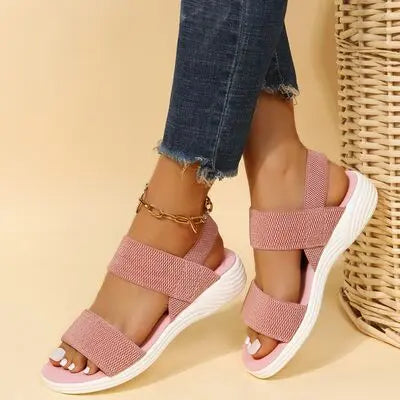 Rubber Open Toe Low Heel Sandals Trendsi