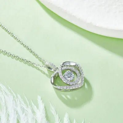 Moissanite 925 Sterling Silver Heart Shape Necklace - GlossiChic Collectionjewelry