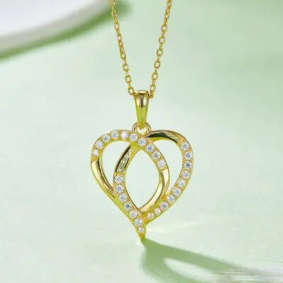 Moissanite 925 Sterling Silver Heart Shape Necklace - GlossiChic Collectionjewelry
