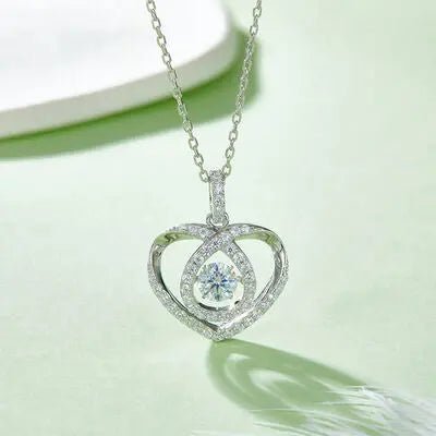 Moissanite 925 Sterling Silver Heart Shape Necklace - GlossiChic Collectionjewelry