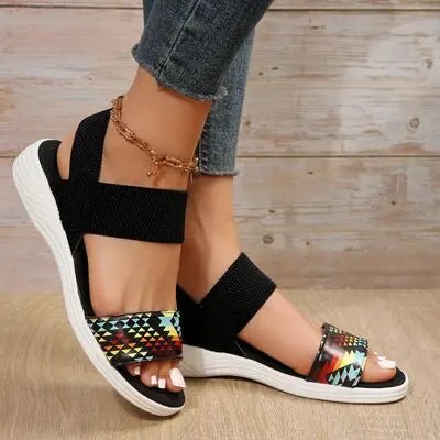 PU Leather Open Toe Low Heel Sandals - GlossiChic CollectionShoes & Accessories