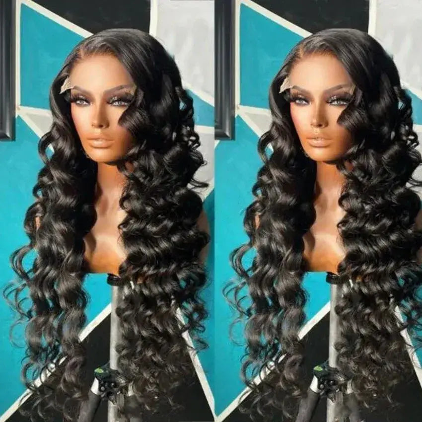 Brazilian transparent hd lace loose deep wave human hair lace front wig - GlossiChic Collection