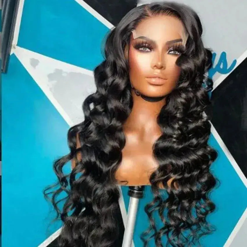 Brazilian transparent hd lace loose deep wave human hair lace front wig - GlossiChic Collection