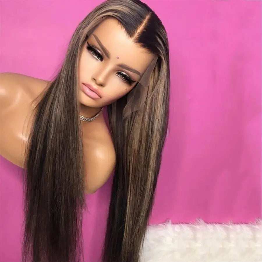 Brazilian highlight pre pluck HD transparent lace front human hair wigs - GlossiChic Collection