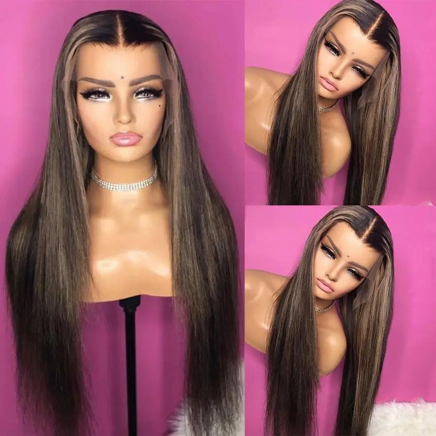 Brazilian highlight pre pluck HD transparent lace front human hair wigs - GlossiChic Collection