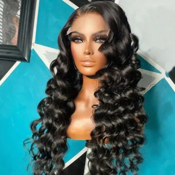 Brazilian transparent hd lace loose deep wave human hair lace front wig - GlossiChic Collection